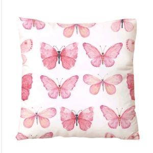 Butterfly Print Pink Design Zippered Pillowcase 17.7"x17.7"